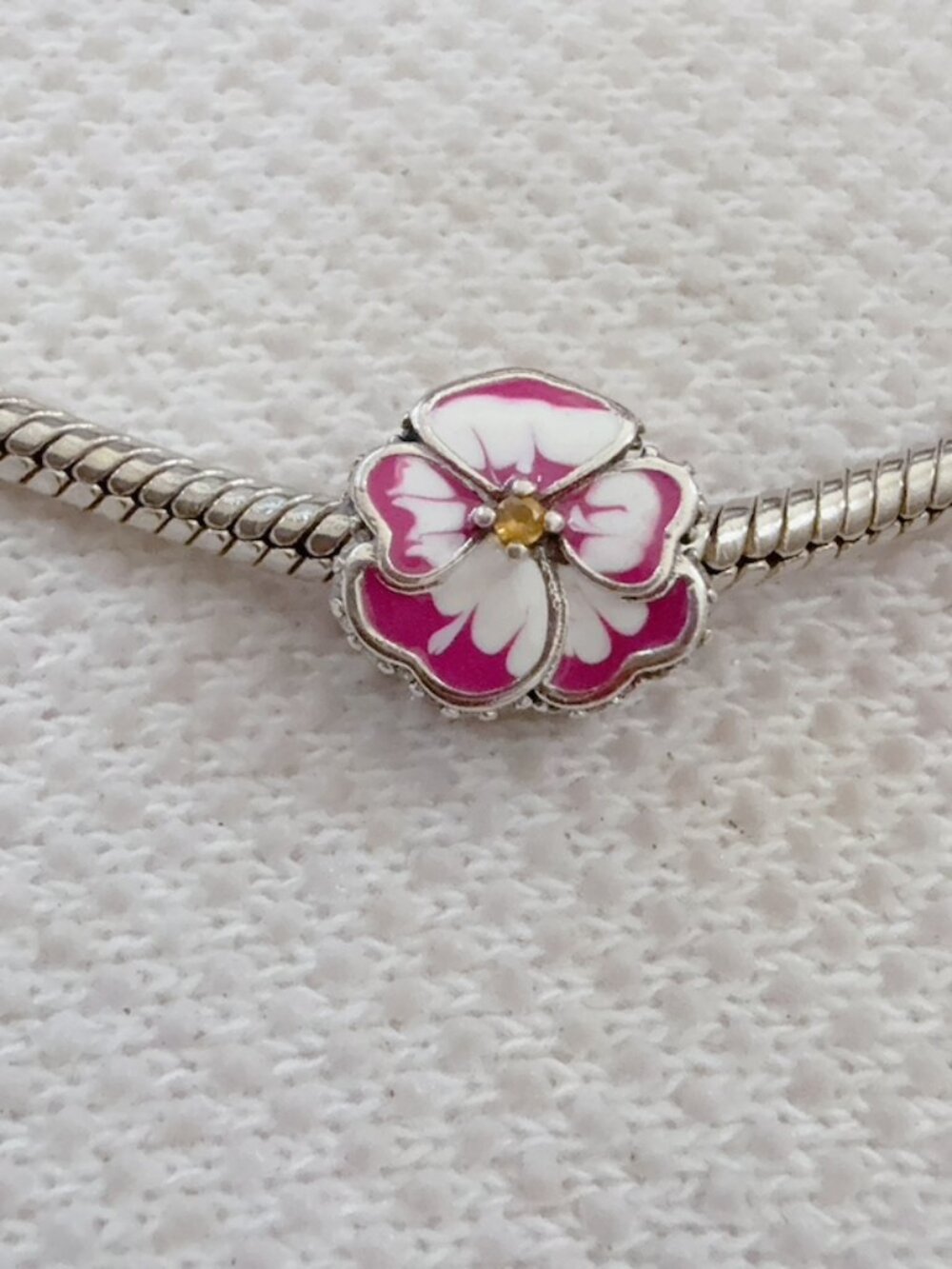 Pink Dansy Flower Charm S925 Silver Charm For Pandora Bracelet
